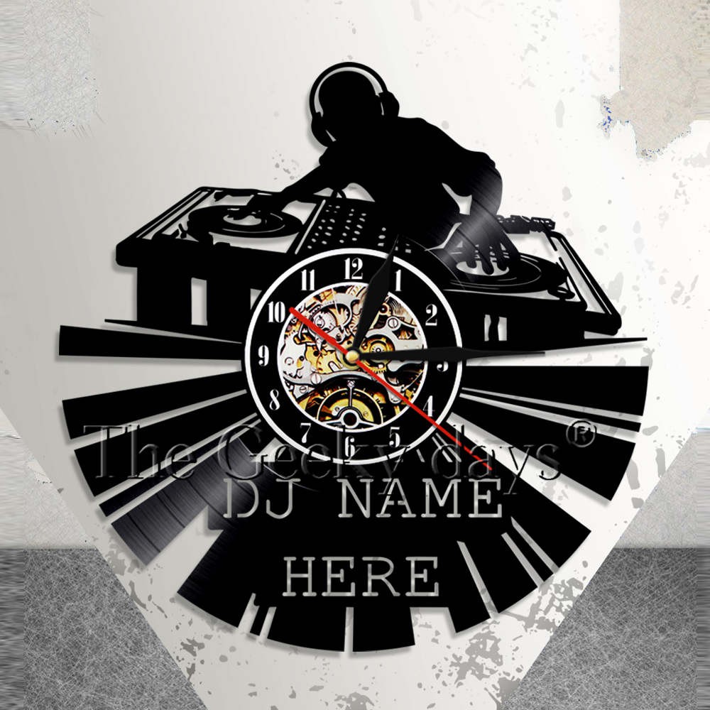 Dj Vinyl Record Clock Custom Modern Wall Clock Personalized Dj Name On The Clock Dj Shopee Indonesia