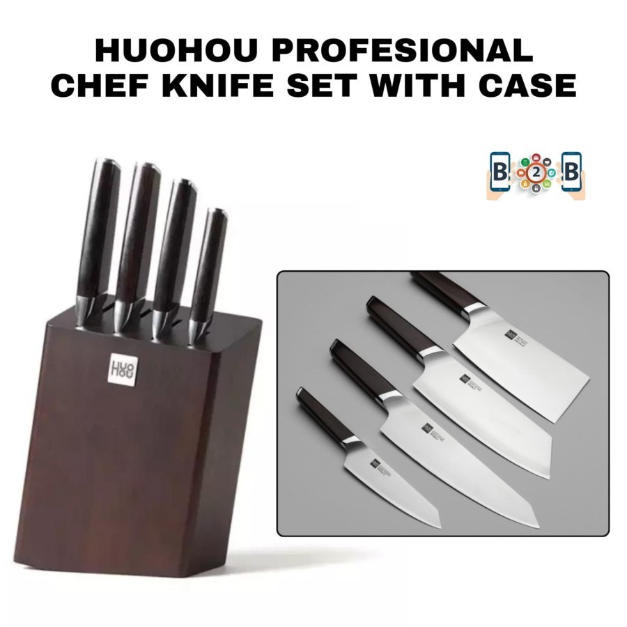 HUOHOU Profesional Chef Knife Set With Case - Pisau Dapur