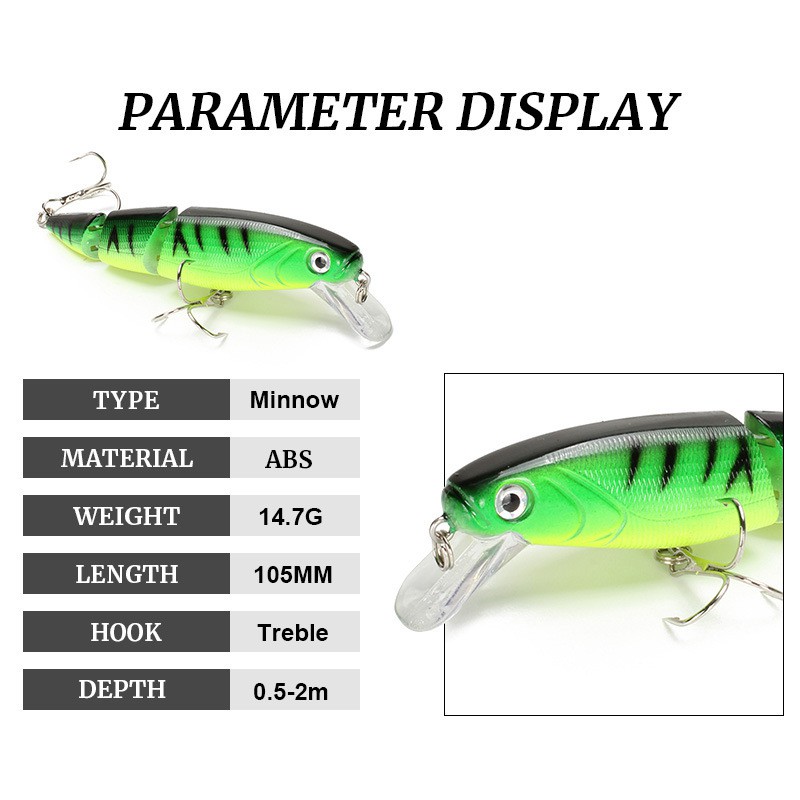 Shengyao 1Pcs Jointed Minnow Umpan Pancing 11.5cm/15.4g Swimbait Fishing Lure Ikan Bass Kail Tackle