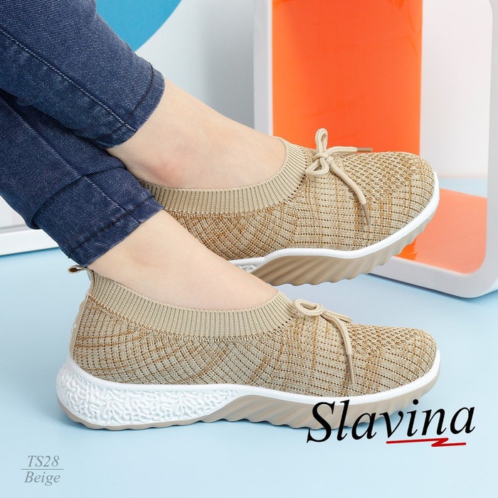 SEPATU SNEAKER SLAVINA LOVELLA TS28 CEWEK WANITA IMPORT MURAH ORIGINAL - BEIGE