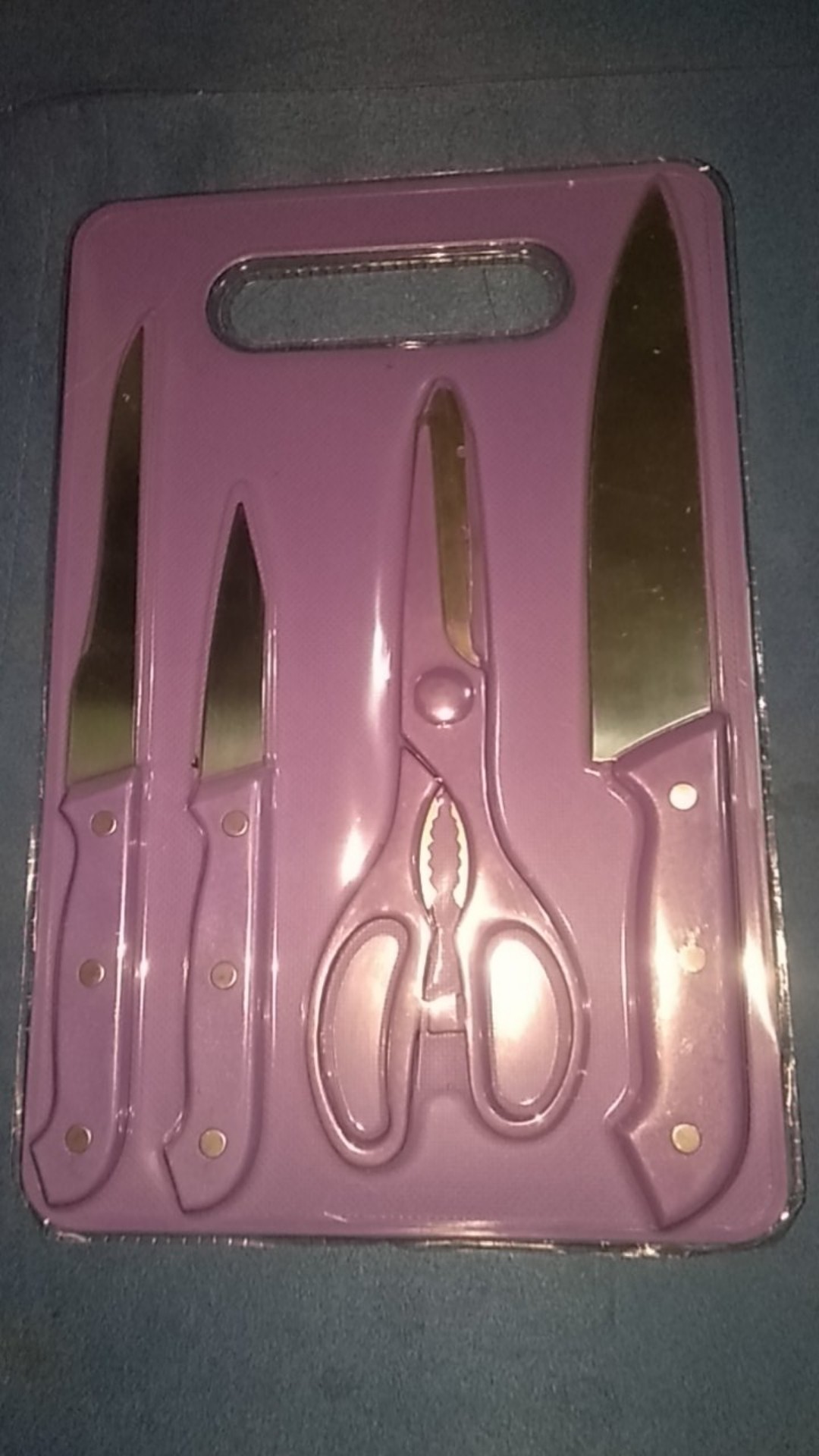 Okk Pisau Dapur Isi 5 In 1 Portabel - Pisau Daging Pisau Buah Pisau Sayur / Gunting / Talenan Isi 5 Buah