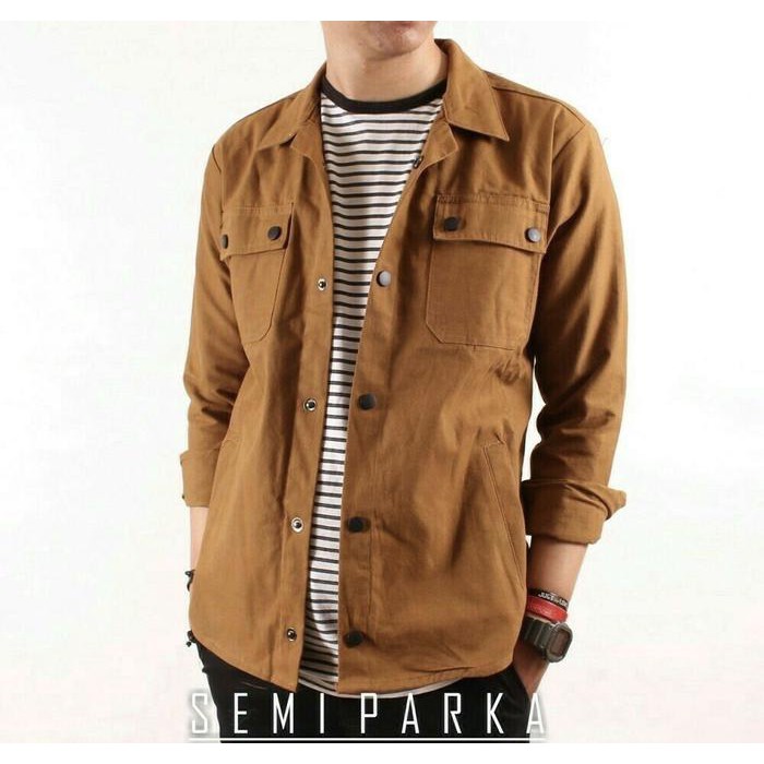 Download Jaket Semi Parka Warna Caramel Bahan Canvas Amz Jacket Original Shopee Indonesia