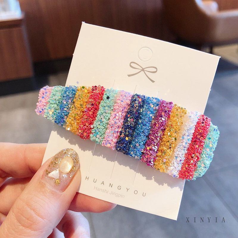 Rainbow Hair Claw Jepit Rambut Besar Untuk Aksesoris Fashion Wanita Korea