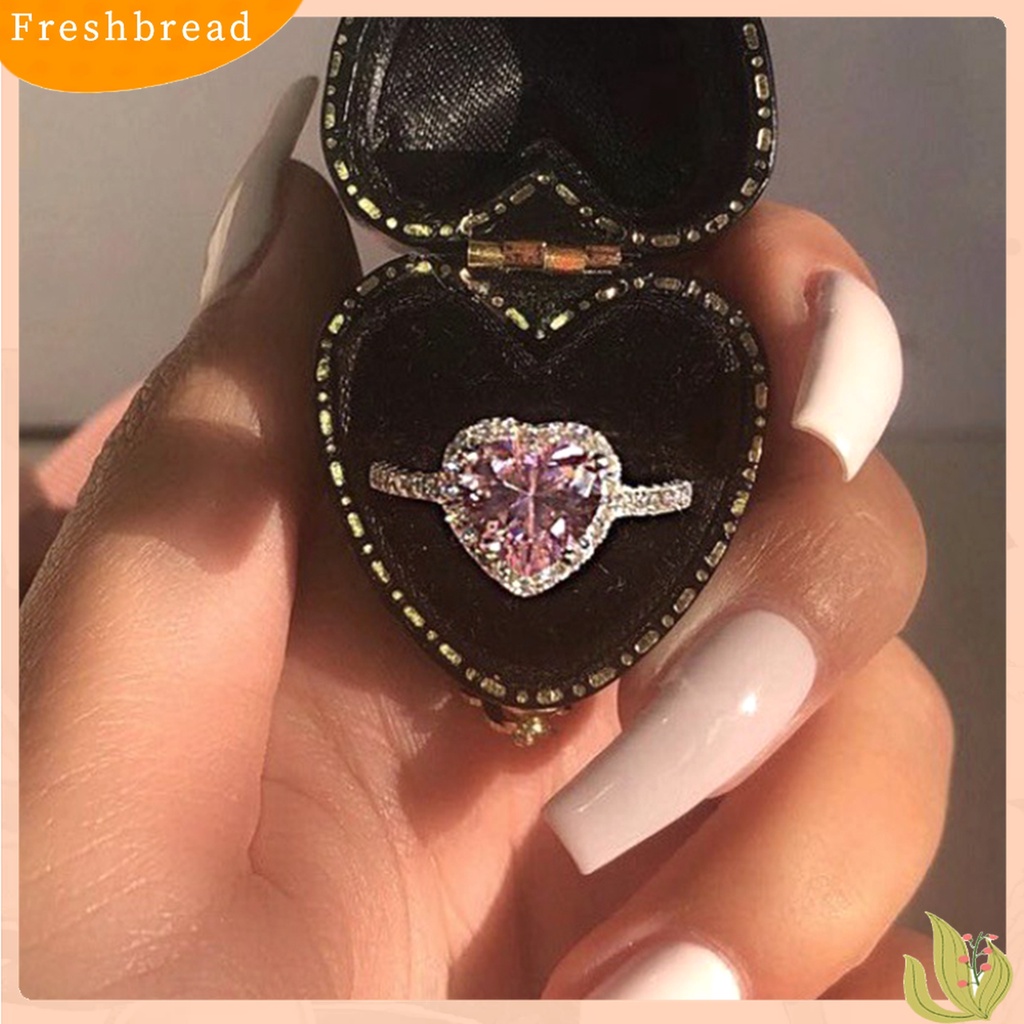 [TERLARIS]Pink Heart-shaped Rhinestone Ring Platinum Plated  Women Jewelry Accessories