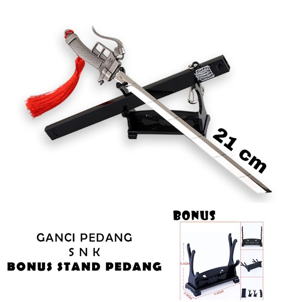 Gantungan Kunci Miniatur Pedang Shingeki No Kyojin SNK 3D Manuver Attack On Titan AOT 21 CM
