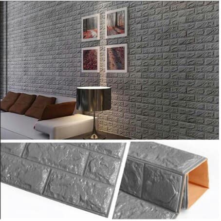 WALLPAPER DINDING BRICK FOAM 3D BATA ABU