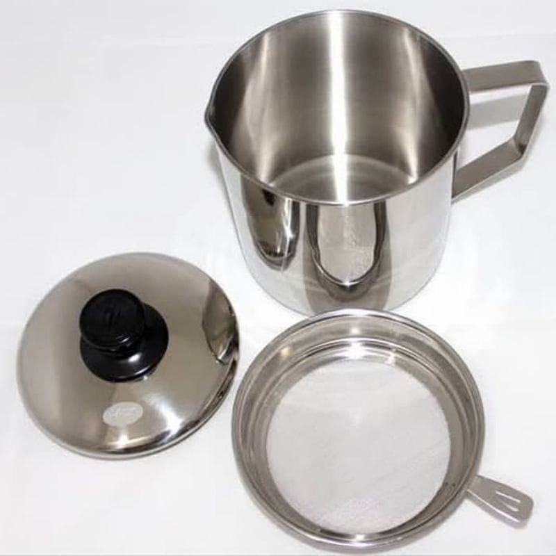 Bundara.id Pr-588 Stainless steel Oil pot Mug saringan minyak/ wadah saringan stainless