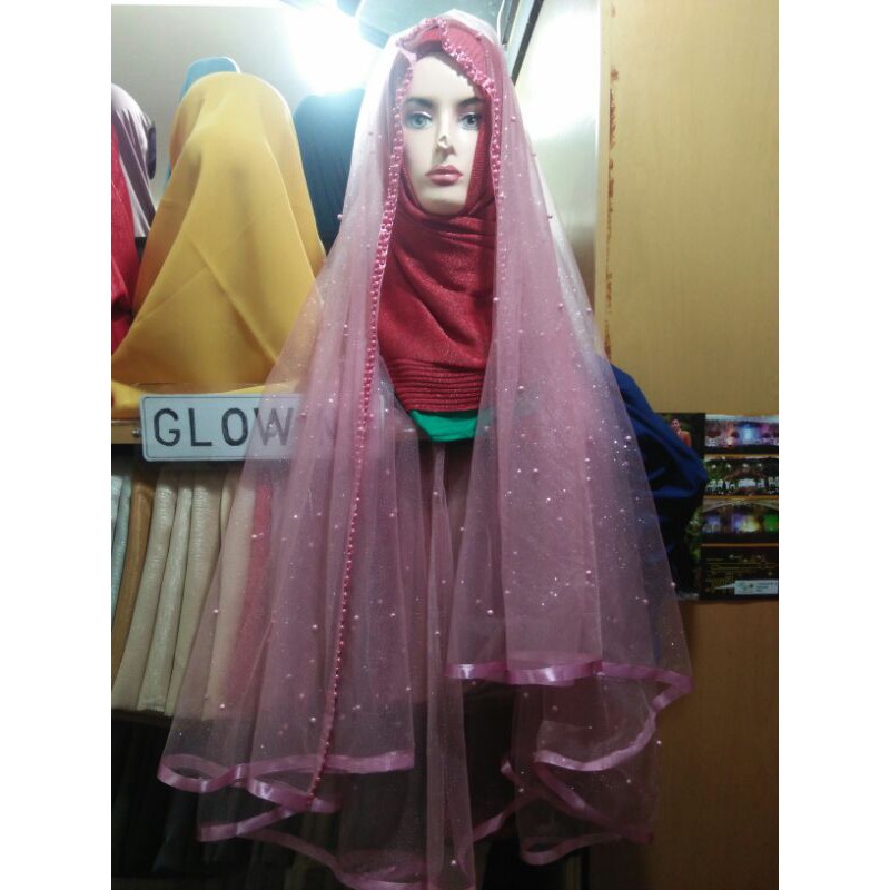 Veil tile Pengantin full mutiara/ slayer pengantin mutiara/kerudung pengantin panjang/ kerudung peng