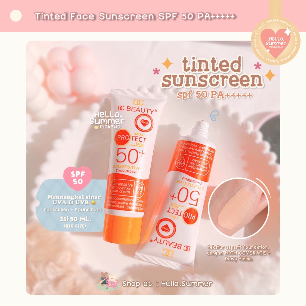 𝐒𝐔𝐍𝐒𝐂𝐑𝐄𝐄𝐍 - Tinted Face Sunscreen SPF 50 PA+ Tabir Surya Menangkal Sinar UVA UVB Anti Whitecast &amp; Wrinkle