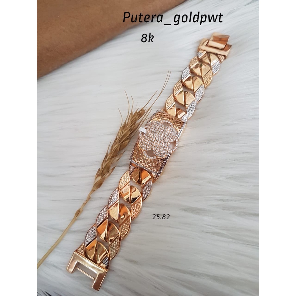 Gelang rantai emas Plat 1 model kadar 8K/375