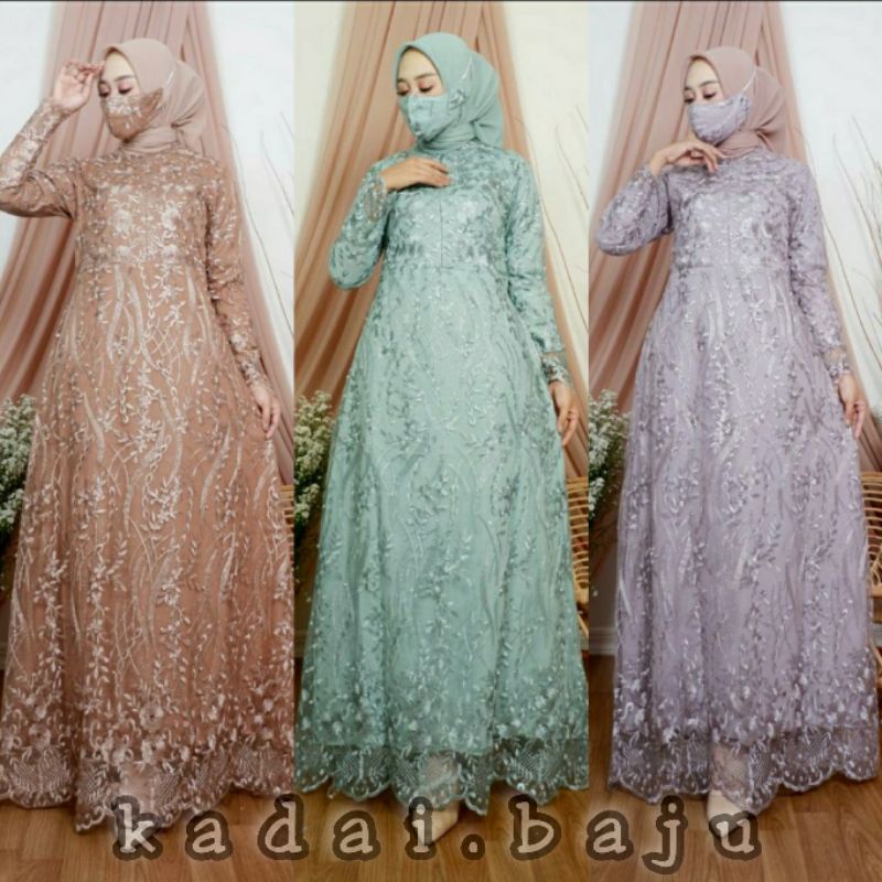 GAMIS TULLE BUSUI / GAMIS BRUKAT / GAMIS PESTA / KEBAYA KEKINIAN / BAJU PESTA KONDANGAN / NJ MODE