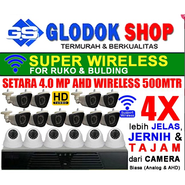 PAKET CCTV SUPER WIRELESS 1.3 MP 16 KAMERA