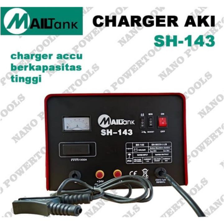 MAILTANK SH - 143 MAILTANK Charger Cas Aki Accu 50Ampere 220Volt Untuk Aki Basah Dan Kering Termurah