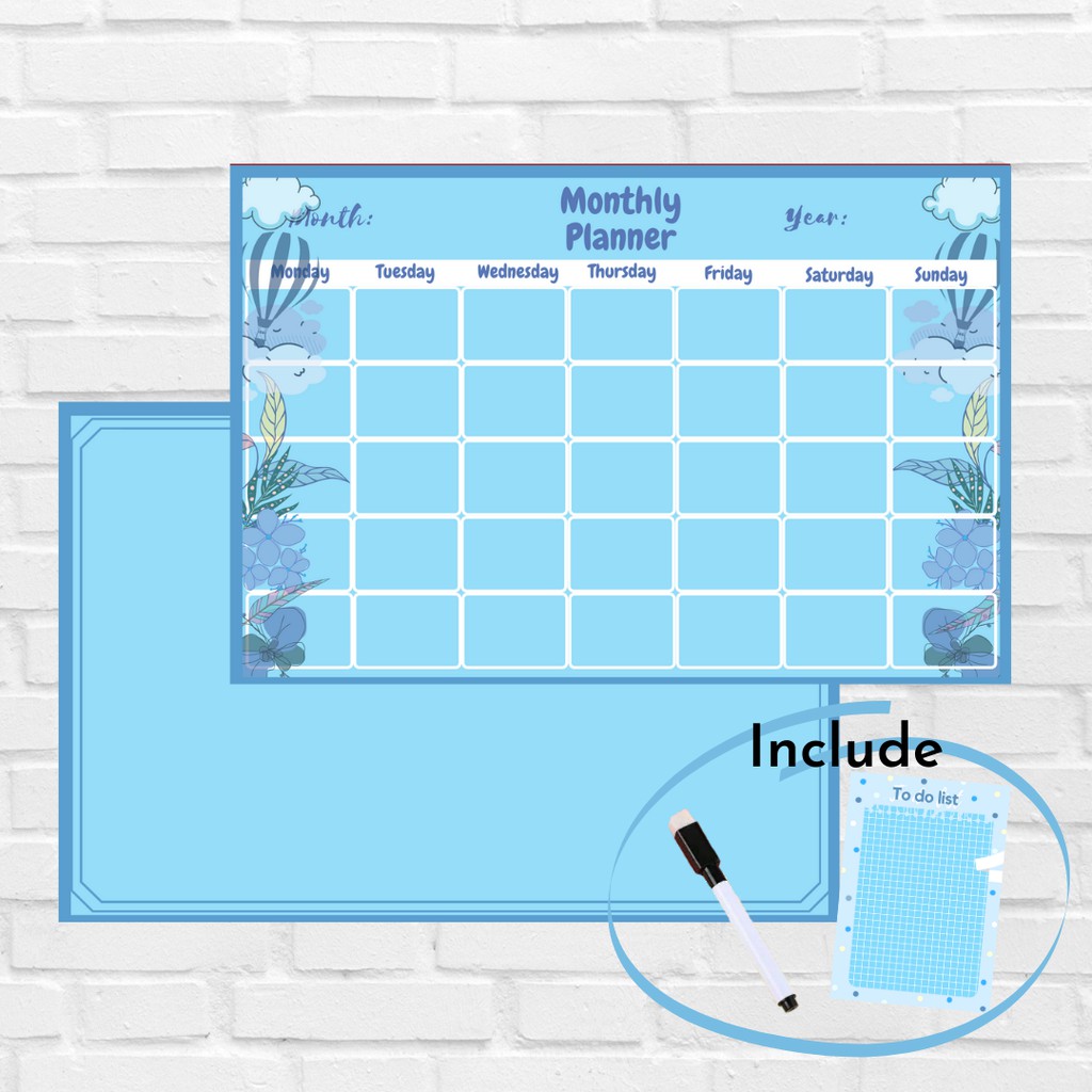 

Wall planner / board planner / papan agenda bulanan 2 sisi Theboardplan (Sky)