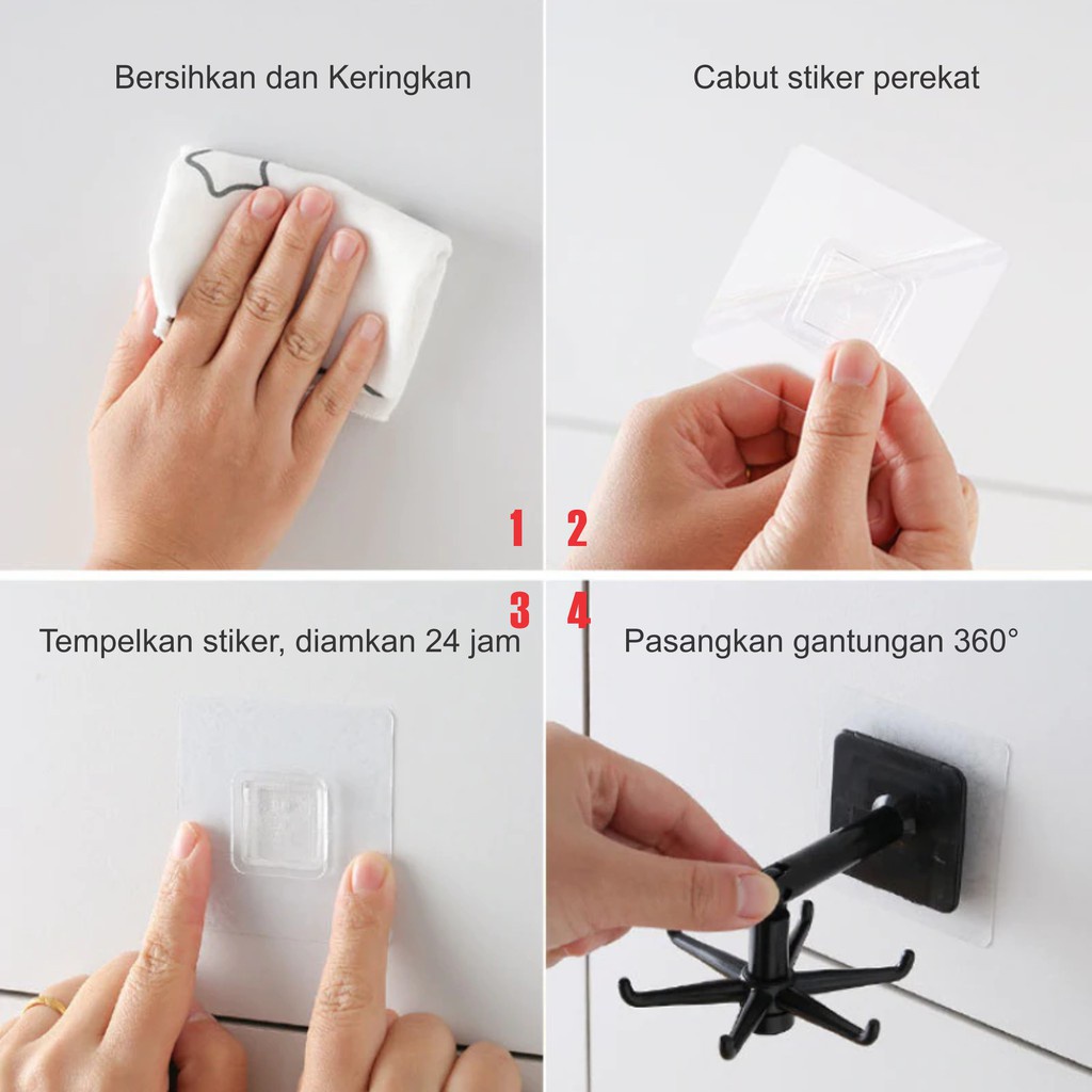 INFY - R381 Gantungan Peralatan Dapur Hook 6 Kaki Putar 360 derajat Gantungan kamar mandi peralatan-6