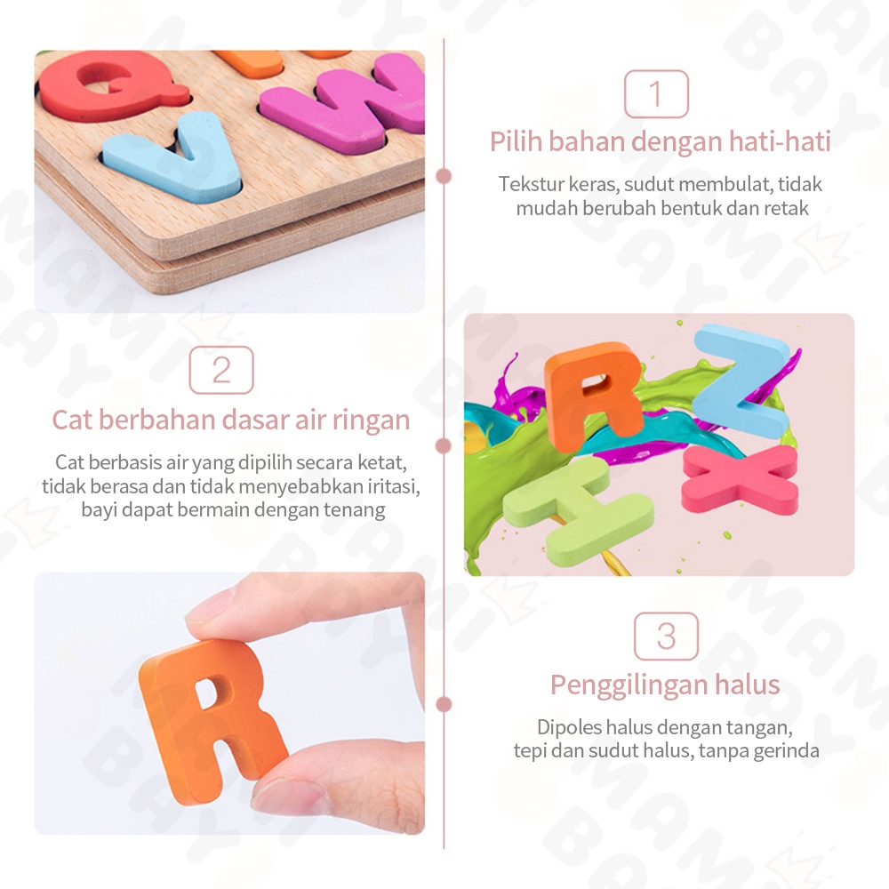 Mamibayi Puzzle anak mainan edukasi anak jigsaw huruf angka bentuk