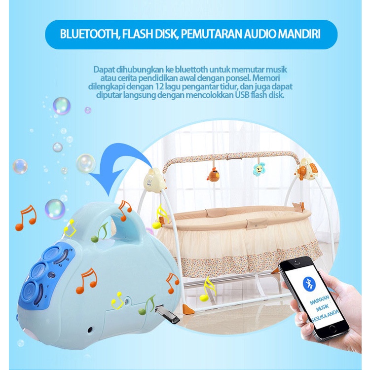 BLUE SKY kasur bayi set kelambu / Kasur Kelambu Bayi Set Bantal /ayunan bayi elektrik + musik