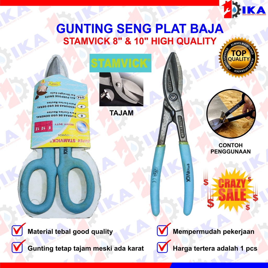 Tang Potong Kawat Baja Ringan-Gunting Plat Seng 8 Inci 10 Inch STAMVICK l Tinman Snip /gunting seng