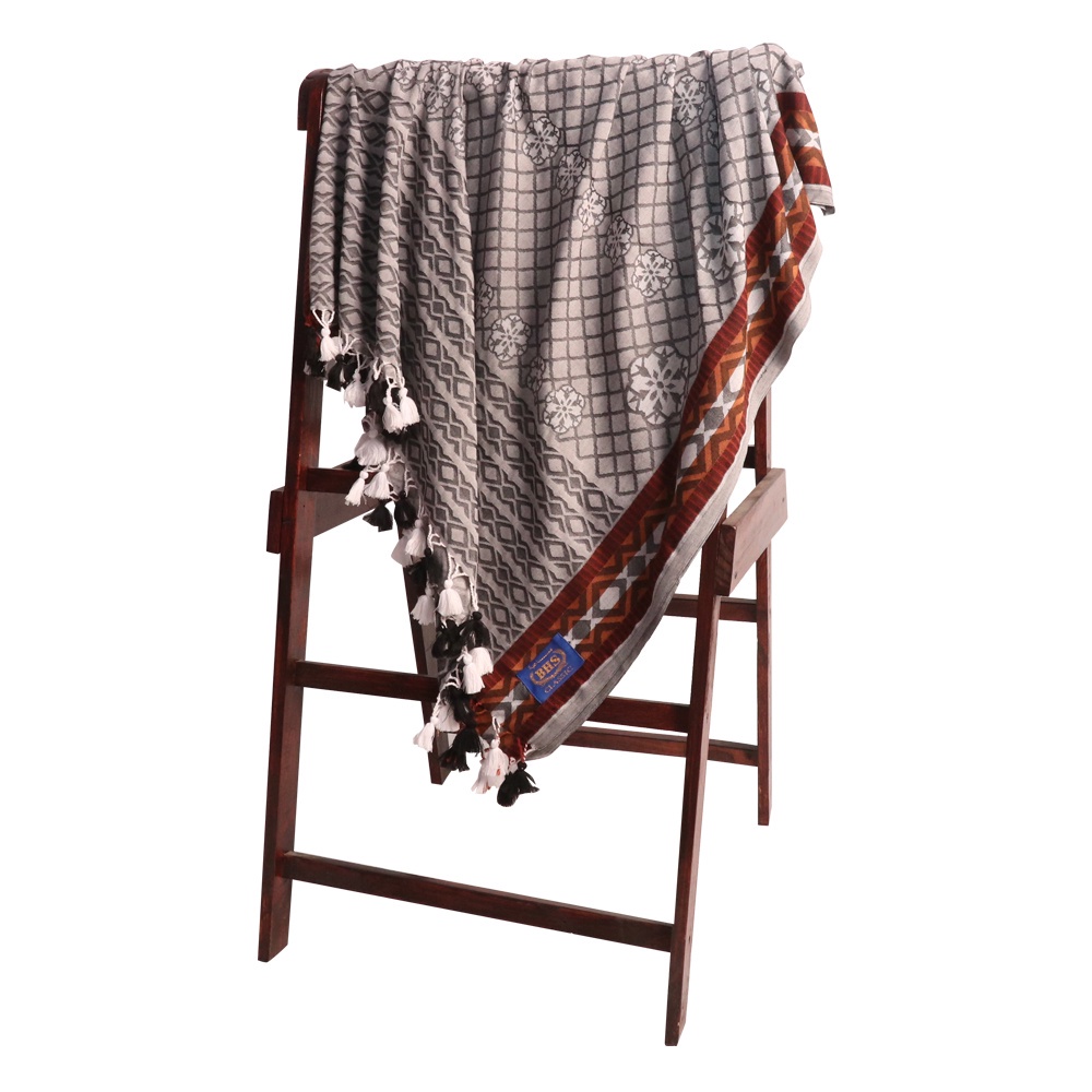 Surban Subaiyah BHS Classic Motif Jacquard Abu Coklat