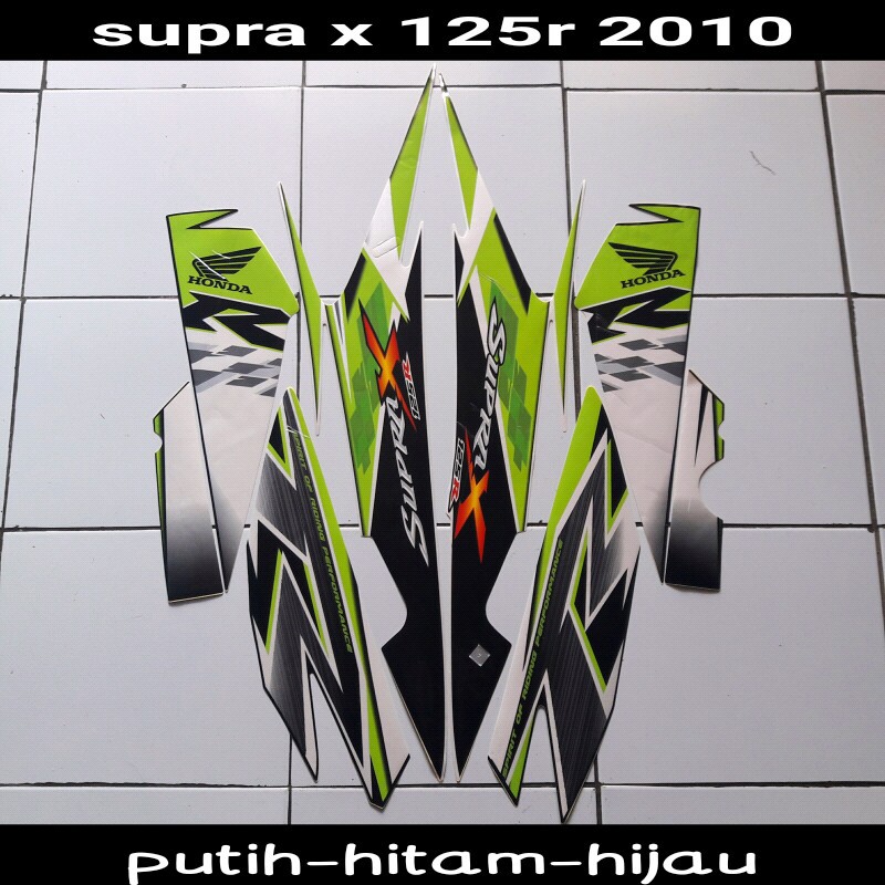 sticker motor supra x 125r 2010 putih hijau
