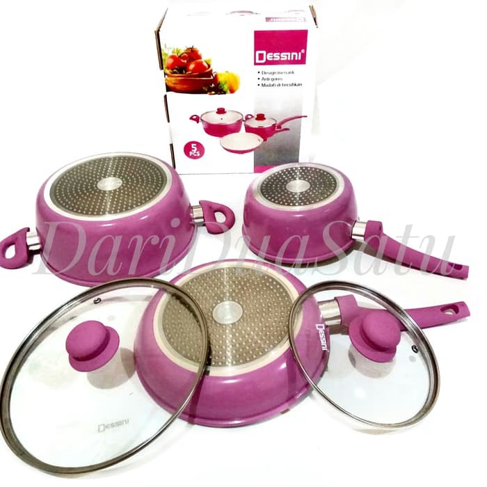 Promo Terlaris Dessini Panci Set Ceramic 5 Pc / Panci Anti Lengket
