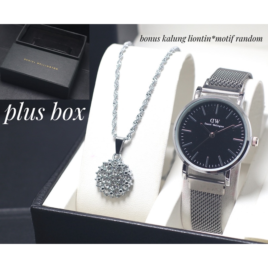 JAM TANGAN WANITA RANTAI PASIR MAGNET BONUS KALUNG LIONTIN