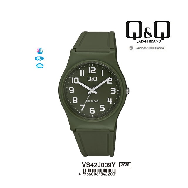 Q&Q QNQ QQ ORIGINAL ANALOG WATCH JAM TANGAN PRIA WANITA TALI KARET VS42 VS42J VS42J009Y