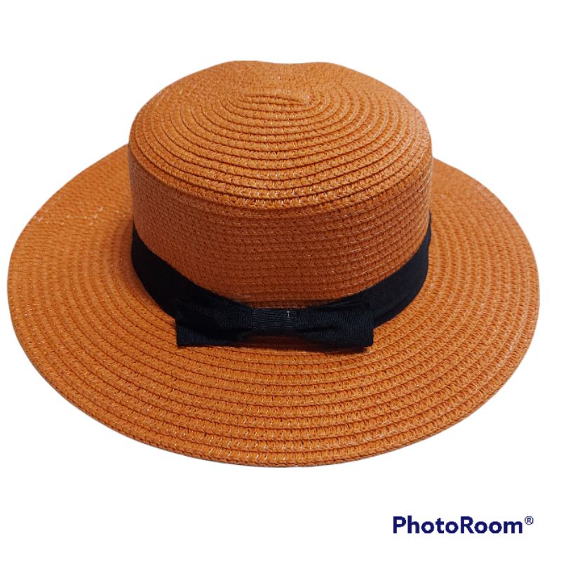Boather hat anak BH2 / Topi bulat anak / Topi pantai anak / Topi papper anak-Orange