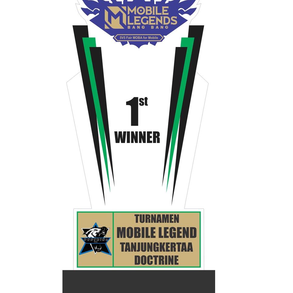 {B-IZT> {✔> Piala/ Trophy/Plakat/ Bahan Akrilik 3mm/Ukuran 30 x 15 cm/ FREE Desain Logo motif dan Na