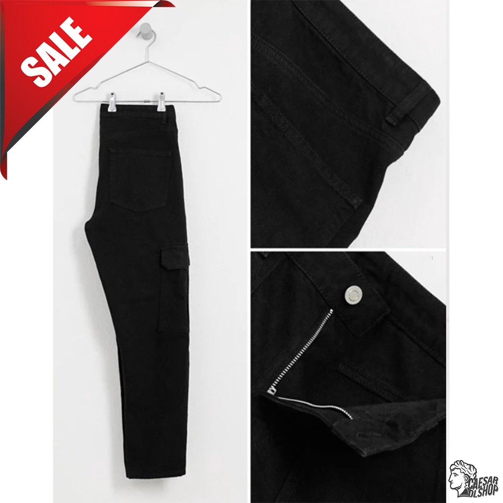 SALE ONLY ONE SIZE L - Caesar Olshop - Cargo Panjang PREMIUM - Cargo Panjang Hitam Reguler Fit MURAH