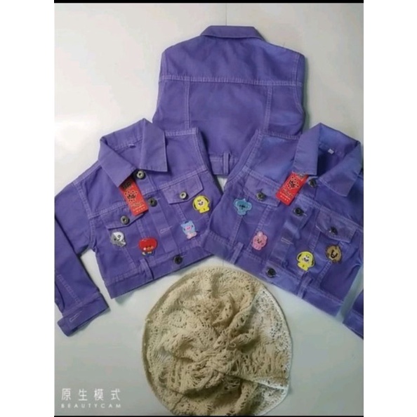 JAKET JEANS CROP BT21 SIZE 1-8 THN//JAKET JEANS ANAK//JAKET ANAK PEREMPUAN