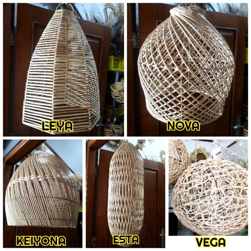 LAMPU GANTUNG ROTAN DEKORASI CAFE AESTHETIC