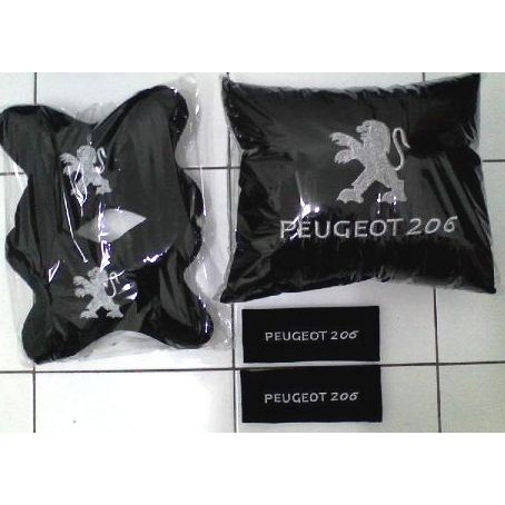 Bantal mobil peugeot 206 aksesoris interior sandaran kepala headrest bordir 3 in 1