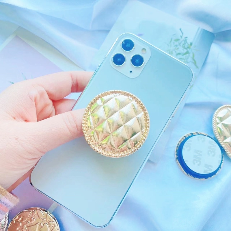 Gold &amp; Silver Heart Popsocket Phone Holder Pegangan HP Lucu