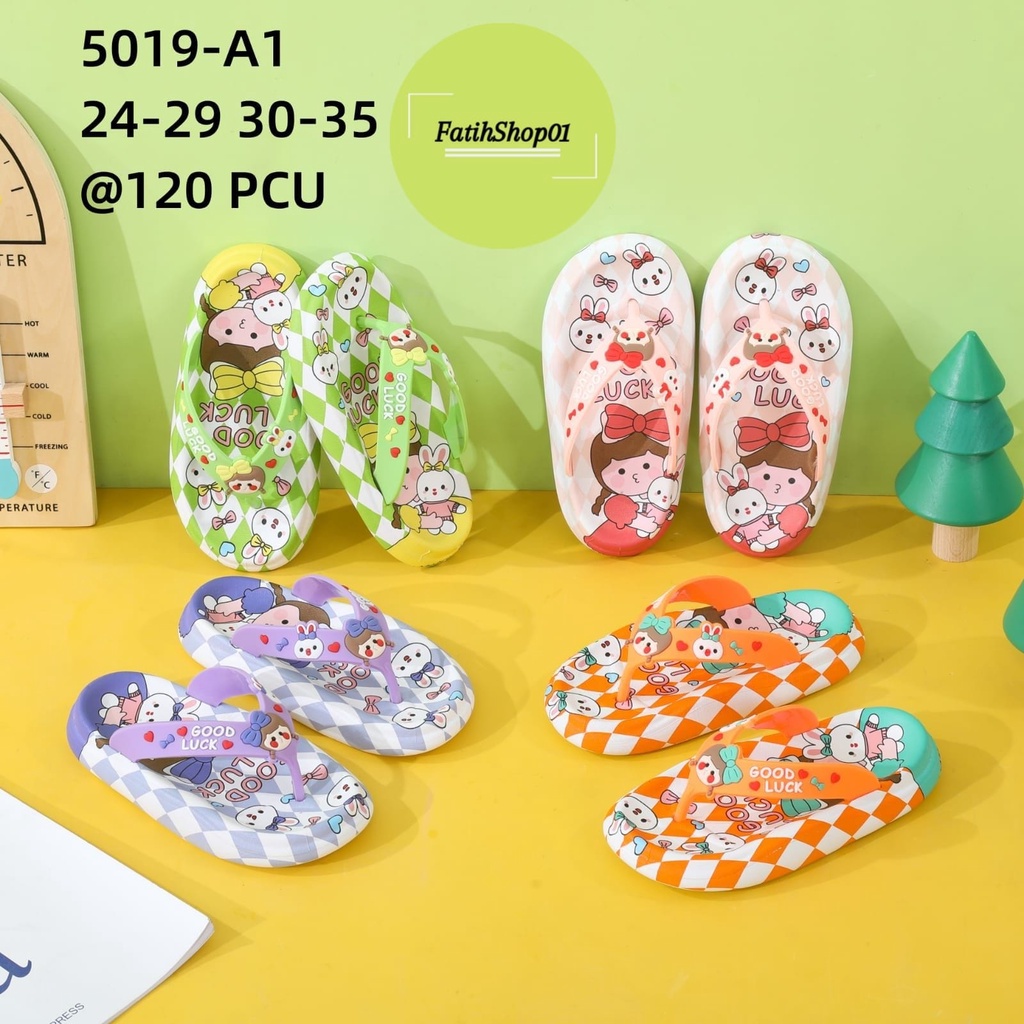 Sandal jepit anak perempuan karakter chibi goodluck 5019-A1 (24-35) sandal jepit anak terlaris