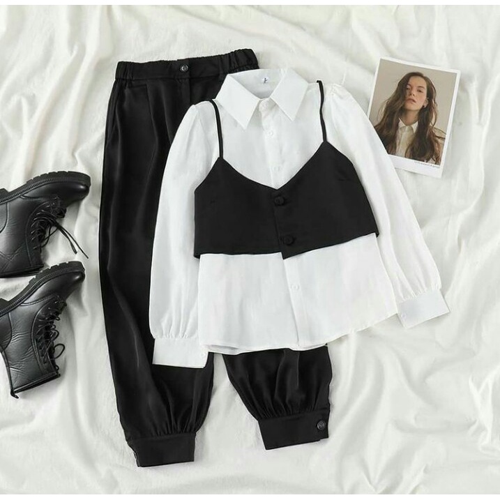 Rebeca set / Setelan baju 2 in 1 /Fashion wanita kekinian / Setelan remaja terlaris /COD