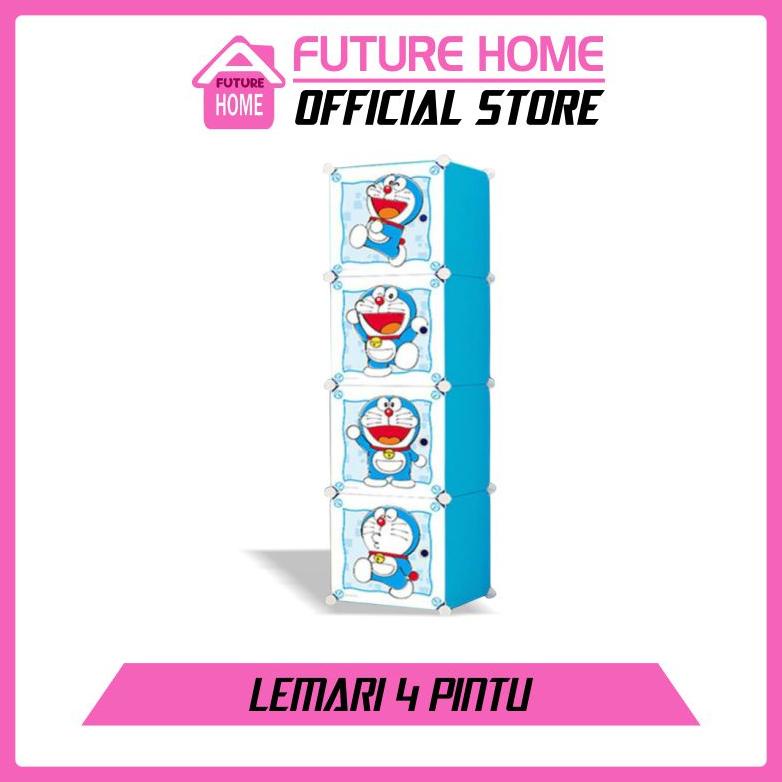 LEMARI PAKAIAN PLASTIK PORTABLE 4 PINTU LEMARI SERBAGUNA LEMARI HEMAT TEMPAT LEMARI MULTIFUNGSI MURA