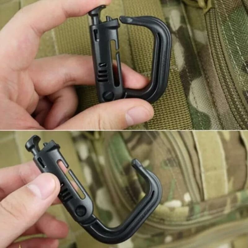 carabiner army kuat baja plastik warna hitam cream hijau  gantungan carabiner
