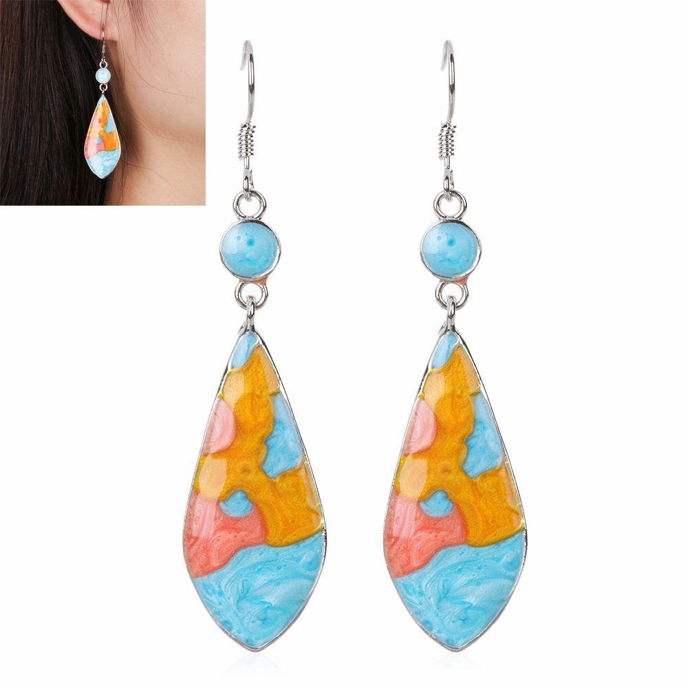 R-flower 1pasang Anting Pirus Kait Fashion Charm Opal