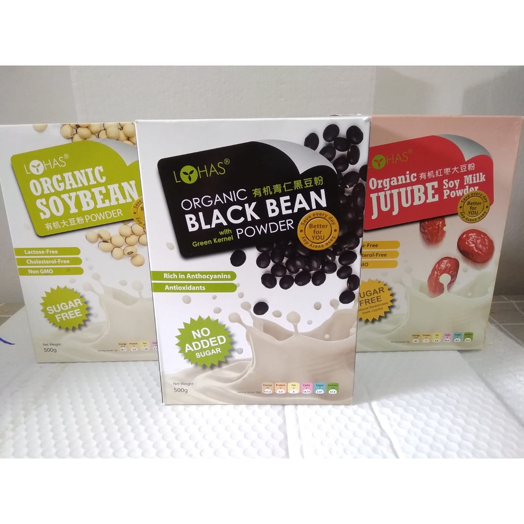 

Lohas Organic Soybean-Black Bean-Jujube Soy milk Powder Import Malaysia 500gr/box