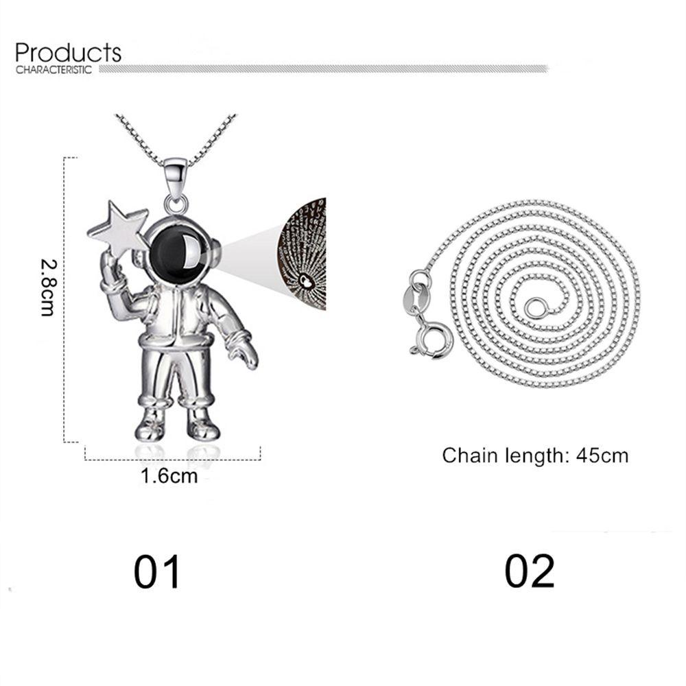 R-bunga Kalung Liontin Fashion Perhiasan925 Sterling Perak Astronot Zirkon Kristal Kalung