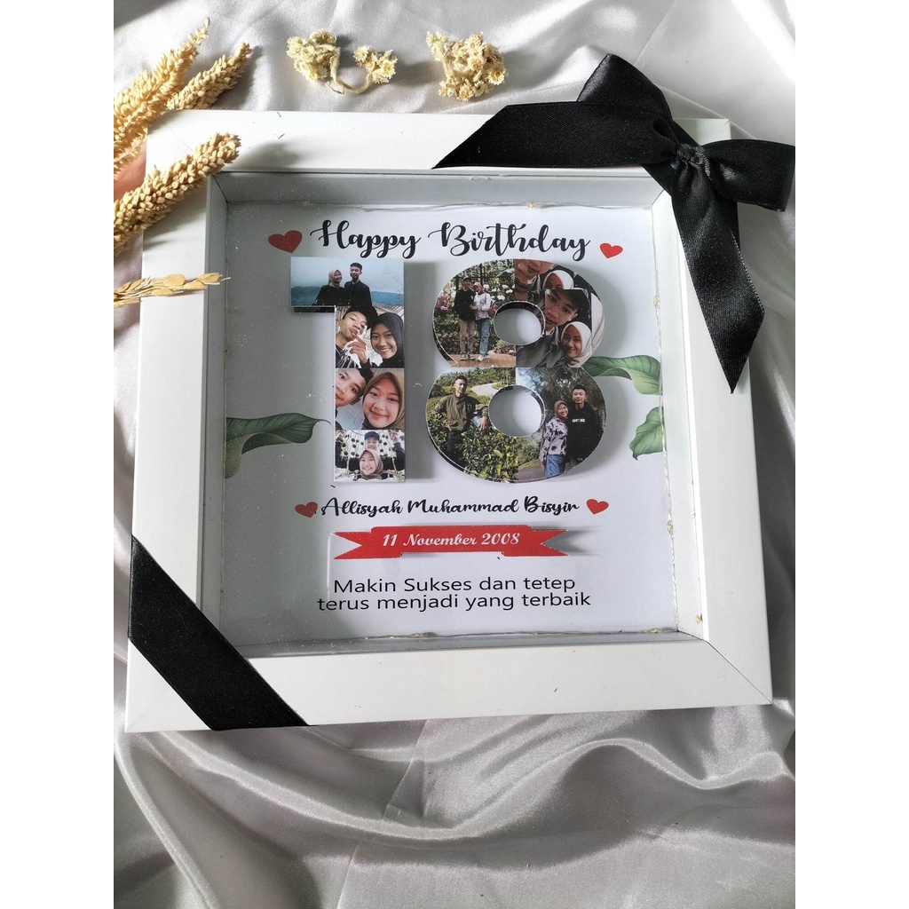 mozaik frame 3D Aesthetic pakai lampu kado ulang tahun pacar cowok cewek 1 paket  / anniversary / we