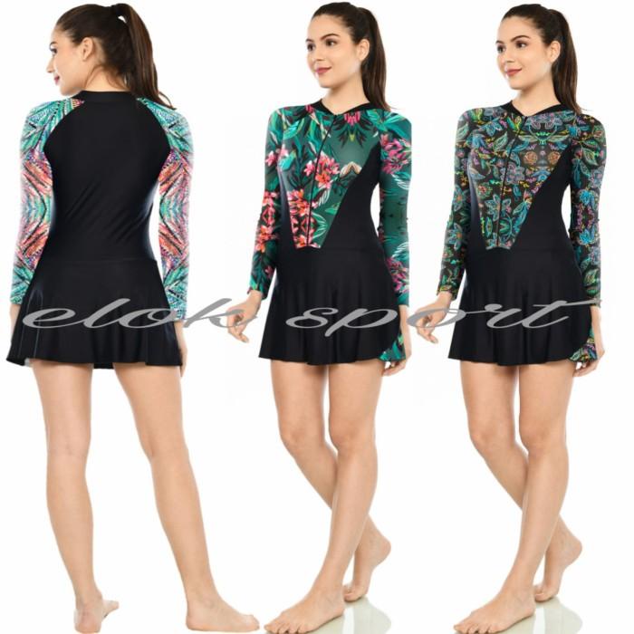Swim Baju Renang Diving Rok Wanita Dewasa Lengan Panjang