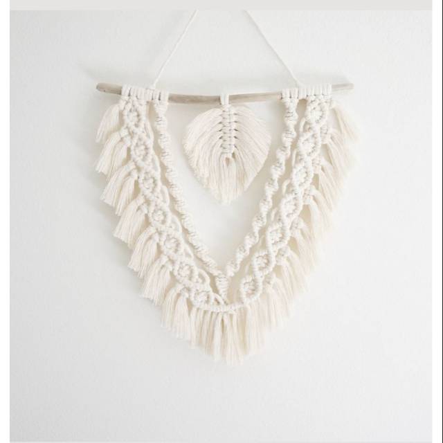 READY STOK) macrame Hiasan dinding tengah daun / macrame wall hanging/ Dekorasi rumah