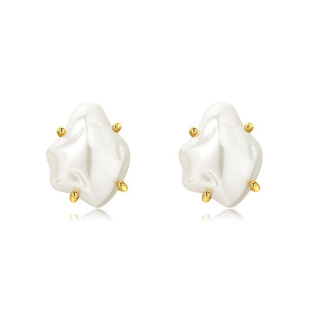 Anting Tusuk Asimetris Model Baroque Dengan Mutiara Gaya Korea Untuk Wanita