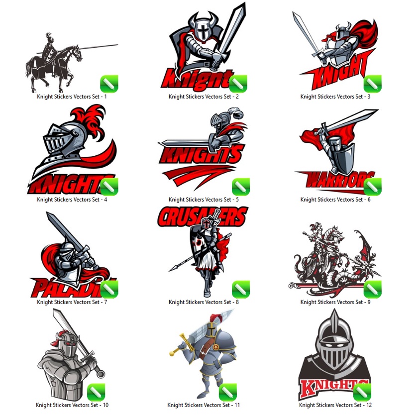 Knight Stickers Vectors Set - Coreldraw