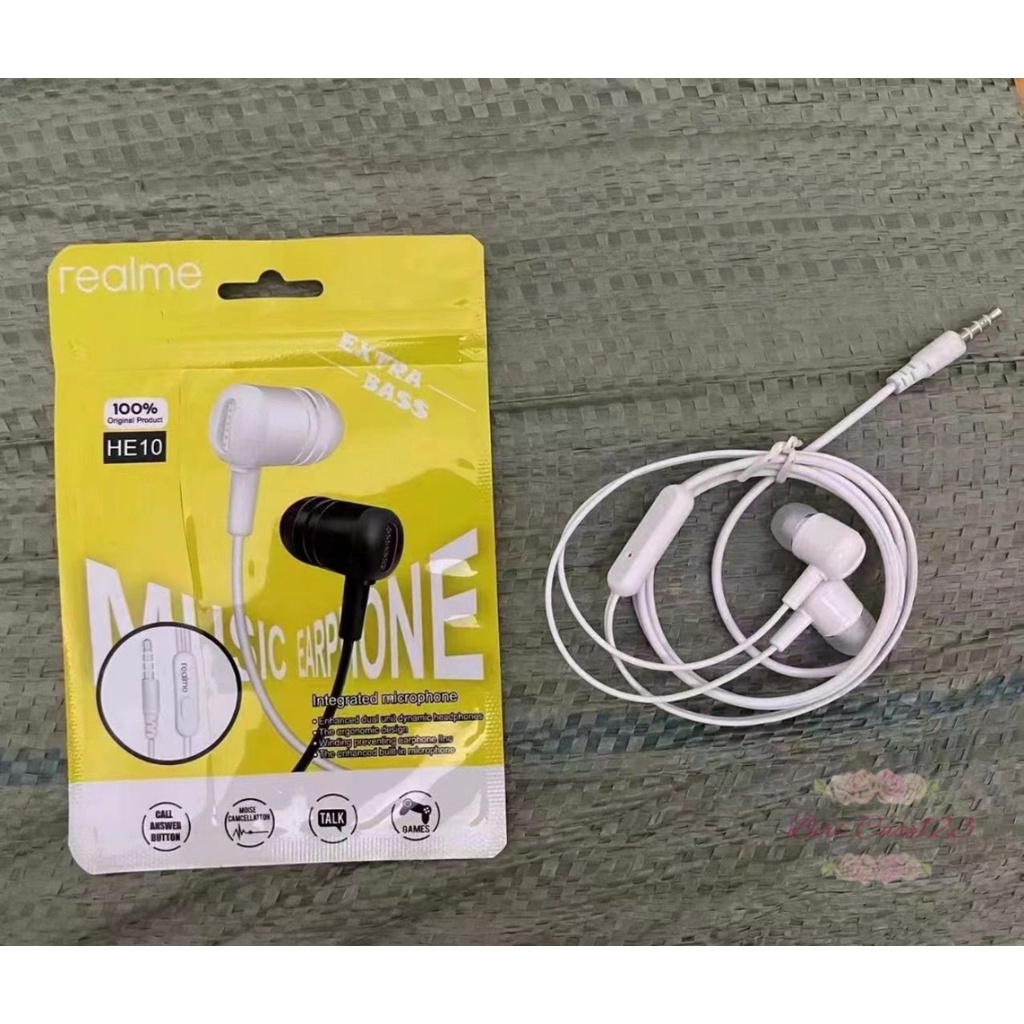 Hf Headset earphone headsfree brand HE10 extra BASS oppo Samsung vivo xiaomi realme + MIC bisa telepon an suaranya mantap BC6688