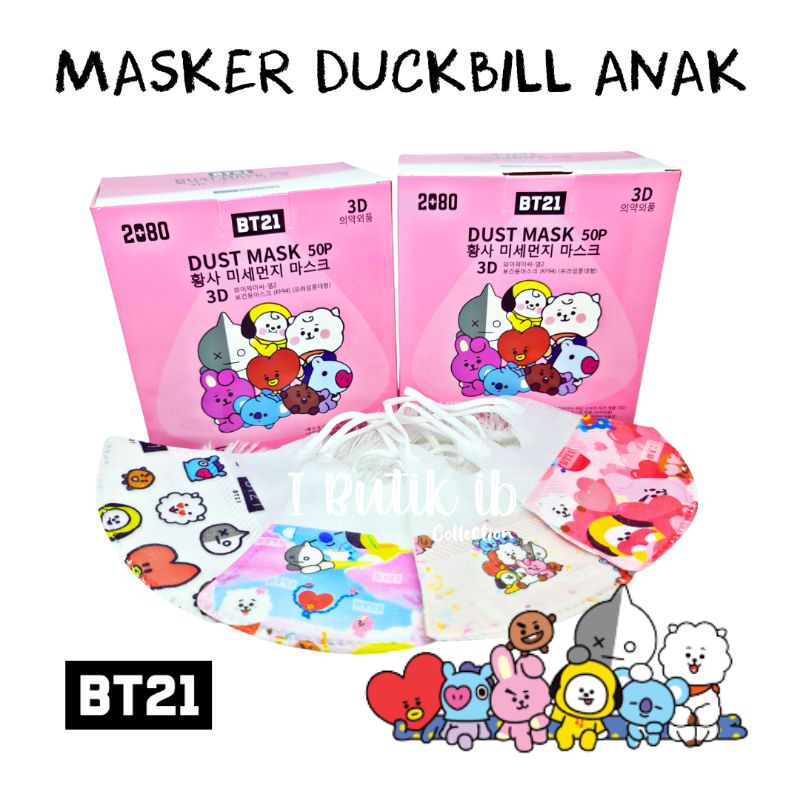 Masker Duckbill Motif Karakter BT21 Premium ANAK