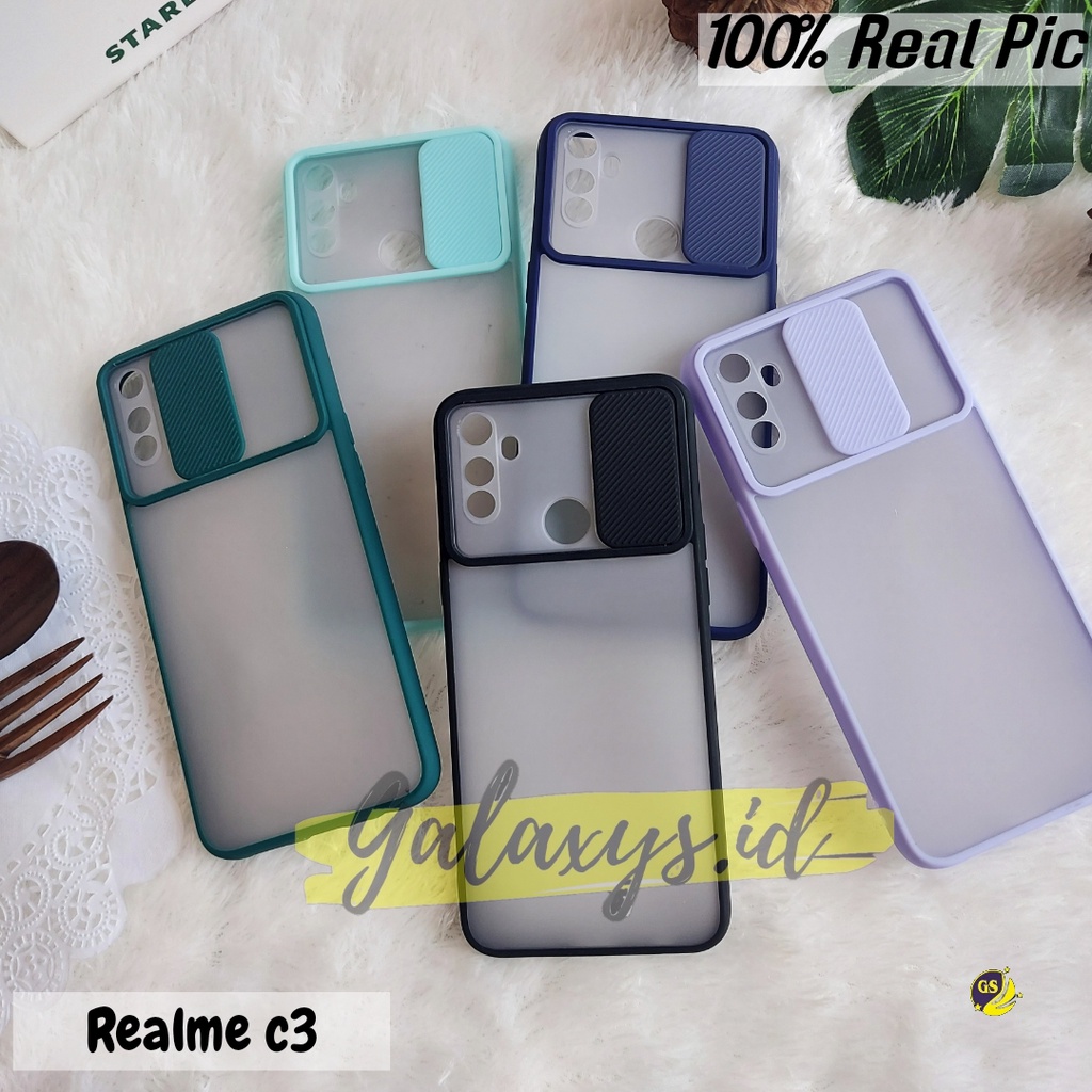 Realme C3 C35 C31 2022 / Realme Narzo 50A Prime Realme 9i 2022 Slide Case Protection Camera Matte Candy Kamera Sliding Casing Pelindung Kamera Sleding Slim Fuze Macaron