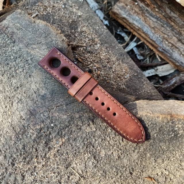 Tali jam tangan kulit rally strap coklat